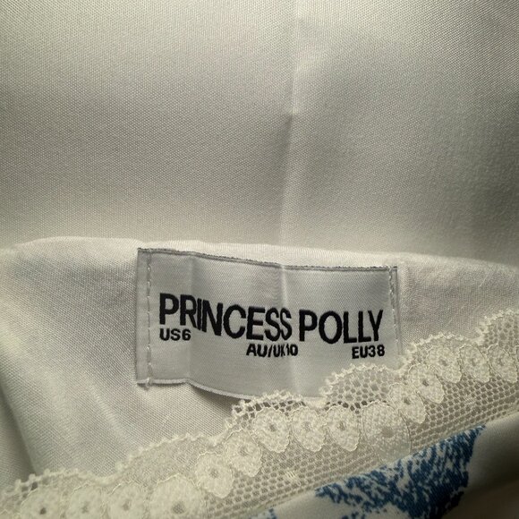 Princess Polly Blue & White Toile Lace Trim Camisole Top - Picture 5 of 6